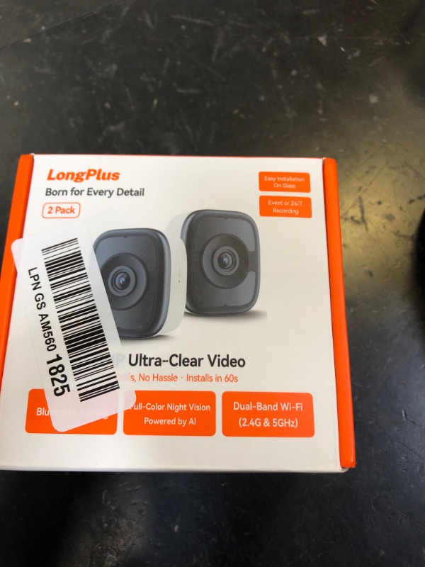 Photo 1 of LongPlus 5MP Window Camera with Night Vision, 2.4G & 5G WiFi, 24/7 Recording, AI Person & Motion Detection Siren, Two-Way Audio, 60S Easy & Quick Install