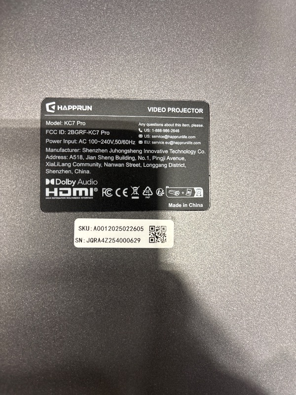 Photo 1 of HAPPRUN Outdoor Projector with Built-in Streaming, 2000 ANSI Lumens