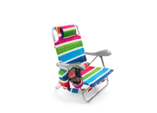 Photo 1 of BLUE AND YELLOW Homevative Kids Folding Backpack Beach Chair with 4 Positions, Carry Handle, Storage Pouch, Cup Holder and Phone Holder,
