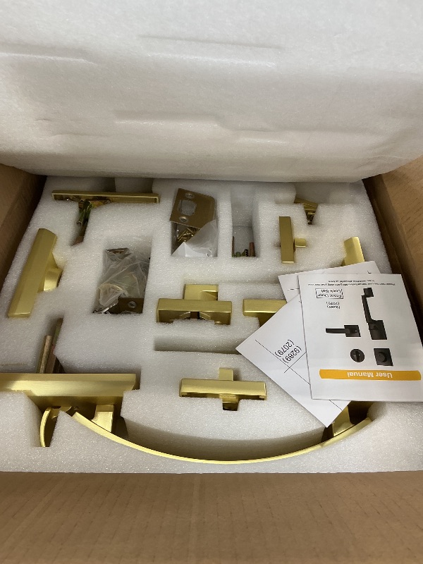 View 3 of Haidms Double Door Lock Set with Deadbolt, Gold