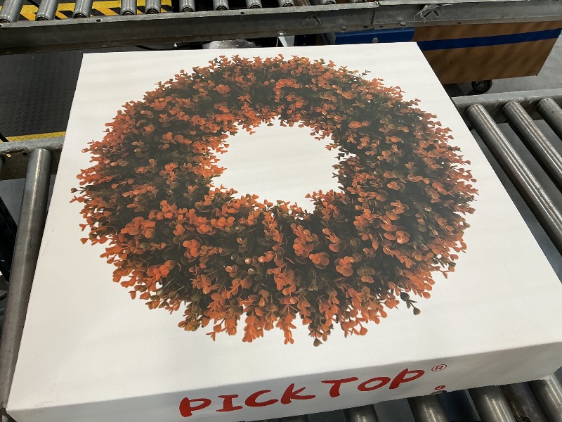 View 2 of PickTop 28 Inch Artificial Fall Boxwood Wreath