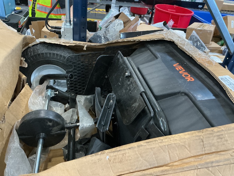View 3 of VEVOR Tow Behind Broadcast Spreader, 130LBS Capacity, Tow/Push Garden Spreader with 13 in Tires, 30 Adjustable Setting & 9.8 ft Spreading Width, Lawn Spreaders for Seed, Fertilizer, Salt, Ice Melt