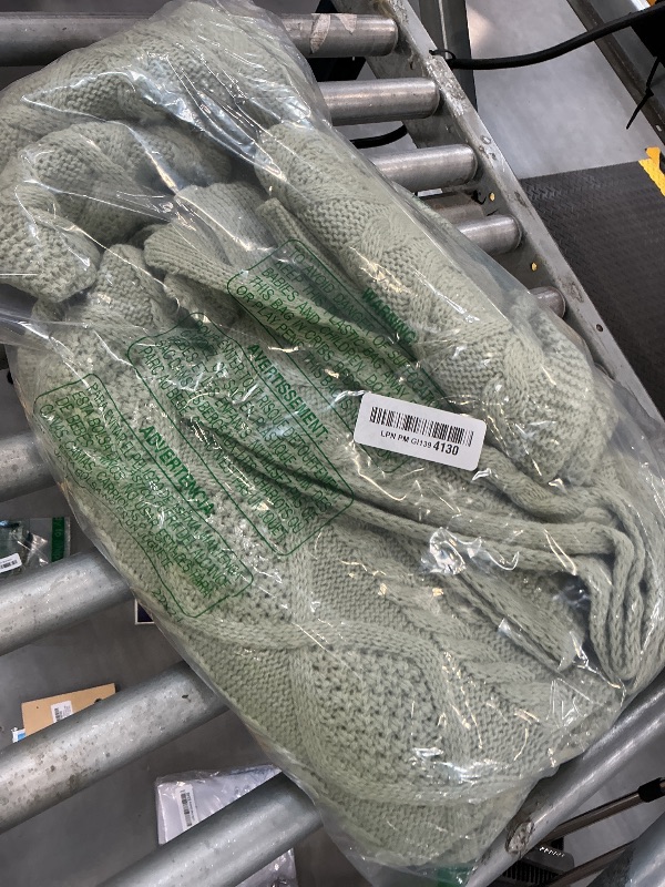 Photo 1 of Homiest Sage Green Cable Knit Throw Blanket Set with 2 Pillow Covers