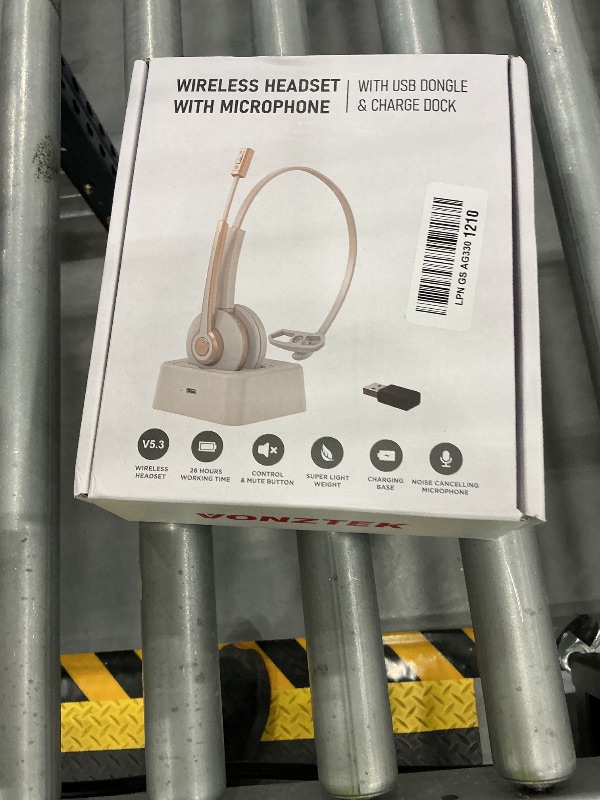 Photo 1 of Vonztek Bluetooth Headset with Microphone,Wireless Headset V5.2 with AI Noise Canceling Mic&USB Dongle, Wireless Headphones with Charging Base and Mute Function for Computer/Phone/Office/Skype