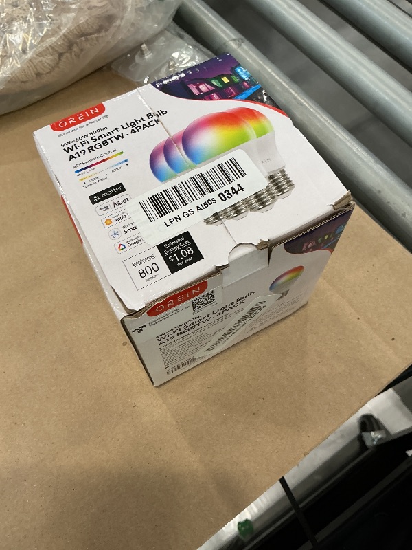 Photo 1 of OREiN Matter Smart Light Bulb, A19 RGBTW Color Changing Light Bulbs, 4 Pack