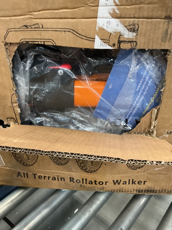 View 3 of RollisRoll Rolling Walker with Seat and 12" Wheels - Orange