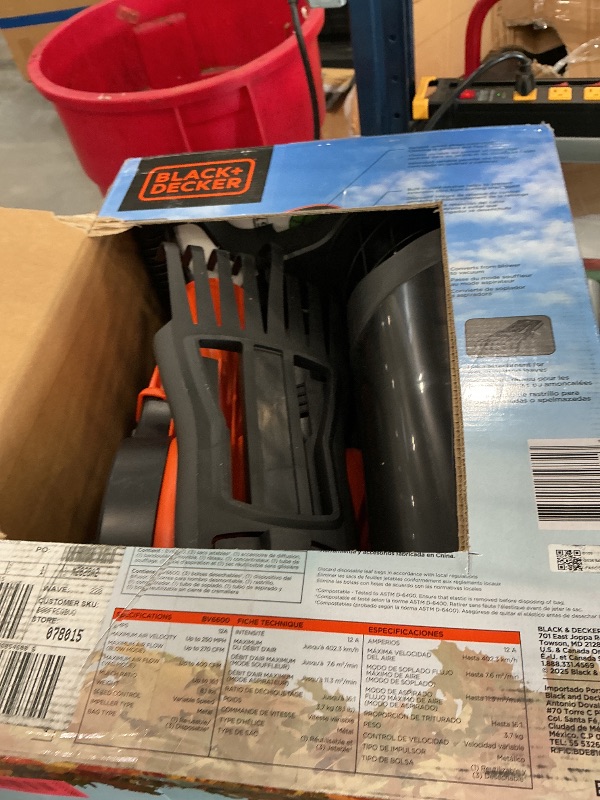 View 3 of BLACK+DECKER 3-in-1 Electric Leaf Blower, Leaf Vacuum/Mulcher, Up to 250 MPH, Premium Disposable System, Corded, 12-Amp Handheld Lightweight Corded Electric Combo (BV6600)