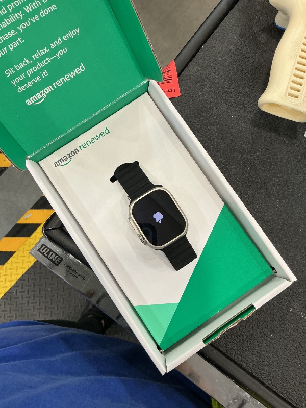 View 2 of Apple Watch Ultra [GPS + Cellular 49mm] Titanium Case with Midnight Ocean Band, One Size (Renewed Premium)