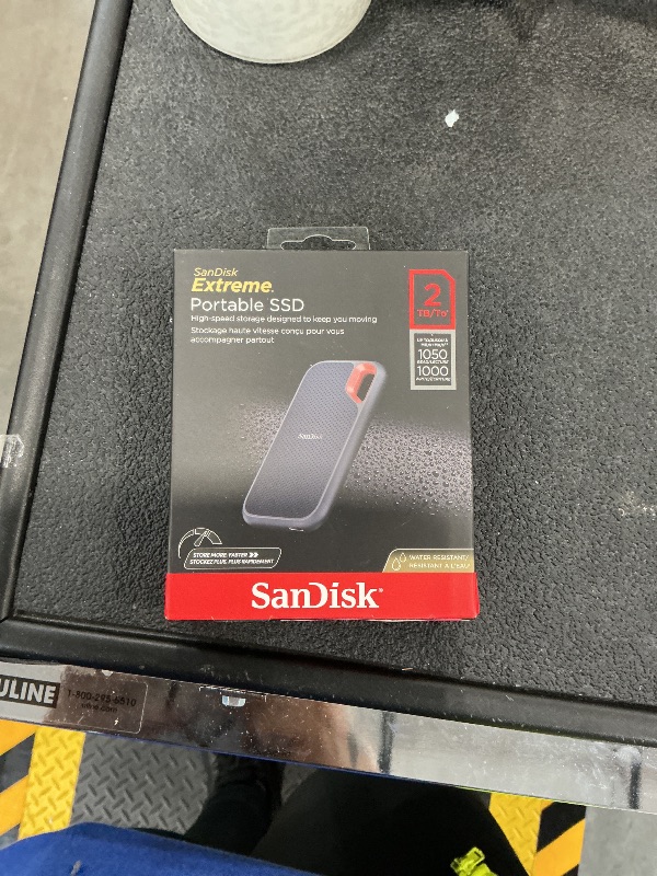 View 2 of Sandisk 2TB Extreme Portable SSD, Up to 1050MB/s, USB-C, USB 3.2 Gen 2, IP65 Water and Dust Resistance, Updated Firmware, External Solid State Drive, SDSSDE61-2T00-G25