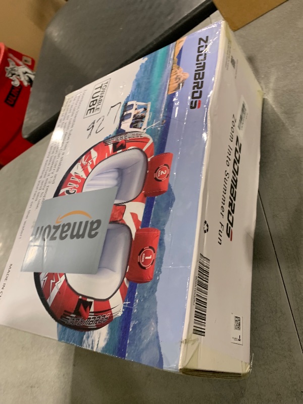 Photo 1 of ZOOMBROS Towable Tube for Boating 2-Person, Secure Cockpit Seating for Kids & Family Safety, Heavy-Duty Water Sport Towables Large Capacity with Quick Connector, Less Drag