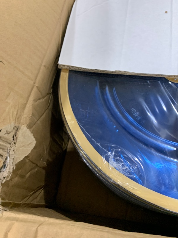 View 3 of Blue with Gold Rim Chargers - 13" - Case Pack of 48 - For Weddings, Parties & Events