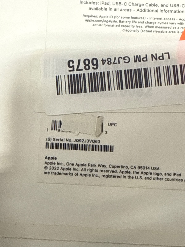 Photo 1 of Apple iPad 10th Gen Tablet 256GB Blue Wi-Fi