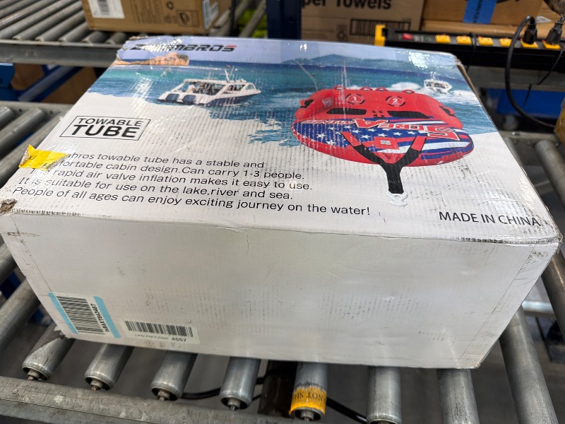 Photo 1 of ZOOMBROS Towable Tubes for Boating 2-3 Person, Front/Back Tow Points Sofa Style Boat Tubes and Towables, Holds 340-510 lbs Large Capacity, Premium Nylon Cover for Adults