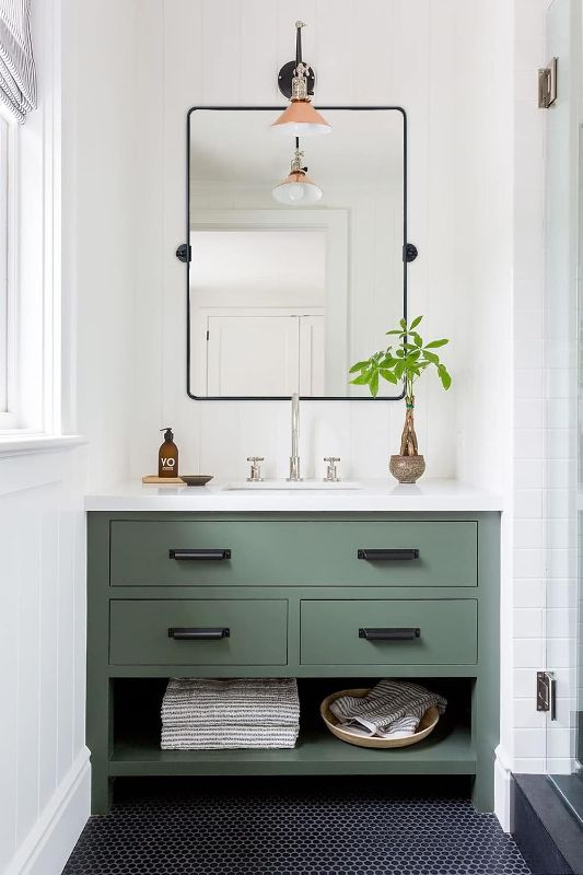 Photo 1 of TEHOME Pivot Mirror Matt Black Tilt Vanity Mirror Large Black Metal Framed Rectangle Tilting Beveled Vanity Mirrors for Wall, Vertical Hanging, Overall 34.14 x 40 inches (Mirrror 30 x 40 inches)