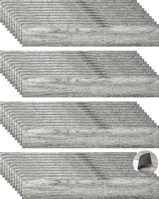 Photo 1 of Sasylvia 50 Pcs Peel and Stick Vinyl Floor Tile Waterproof Wood, Gray
Self Adhesive Planks for Kitchen Bathroom Bedroom, Easy Install No Glue, Durable Vinyl Wood Look Covers 75 Sq ft