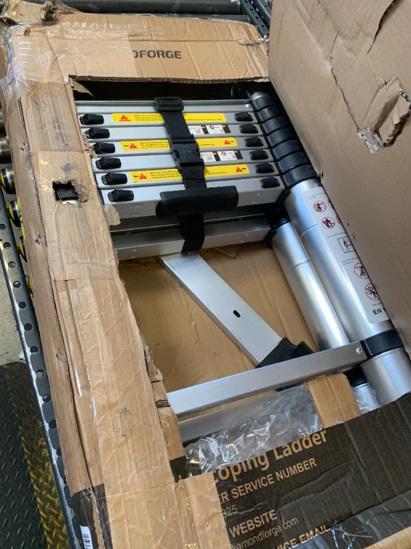 Photo 1 of Telescoping Ladder A Frame 16.5Ft Aluminum with Stabilizer Bar, Silver