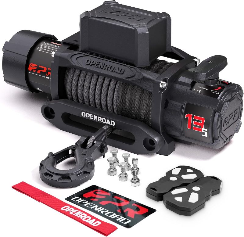 Photo 1 of OPENROAD 13500 lb Recovery Winch with Synthetic Rope and 2 Wireless Remotes - IP68 Waterproof 12V Electric Winch for Jeep, SUV, Truck & Trailer - Panther Series 3S