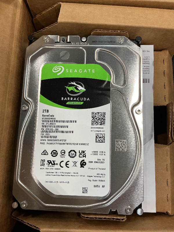 View 2 of Seagate BarraCuda 2TB Internal Hard Drive HDD