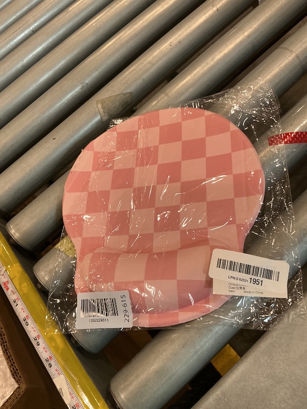 View 2 of [Minor damage to base] Ohocut Checkered Mouse Pad with Wrist Rest - Coral