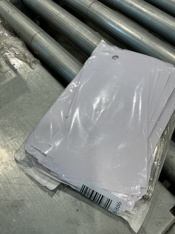 View 2 of 100 Large White Plastic Tags - 4x8 inch, Heavy Duty, Waterproof, Writable, Blank, Reinforced Holes for Luggage, Garage, Inventory, Car Parts