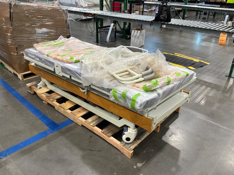View 4 of [broken wheel] TYJTYDGF Rotating Electric Hospital Beds for Home Use, 90° Sit-to-Stand Nursing Medical Bed for Seniors and Disabled with Adjustable Height, Backrest, Leg Rest, 550 lbs Capacity, Mattress Included