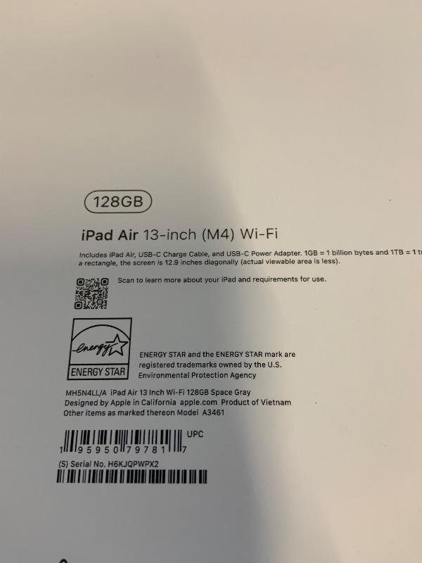 View 2 of Apple iPad Air 13-inch (M4): Liquid Retina Display, 128GB, 12MP Front/Back Camera, Wi-Fi 7 with Apple N1, Touch ID, All-Day Battery Life — Space Gray