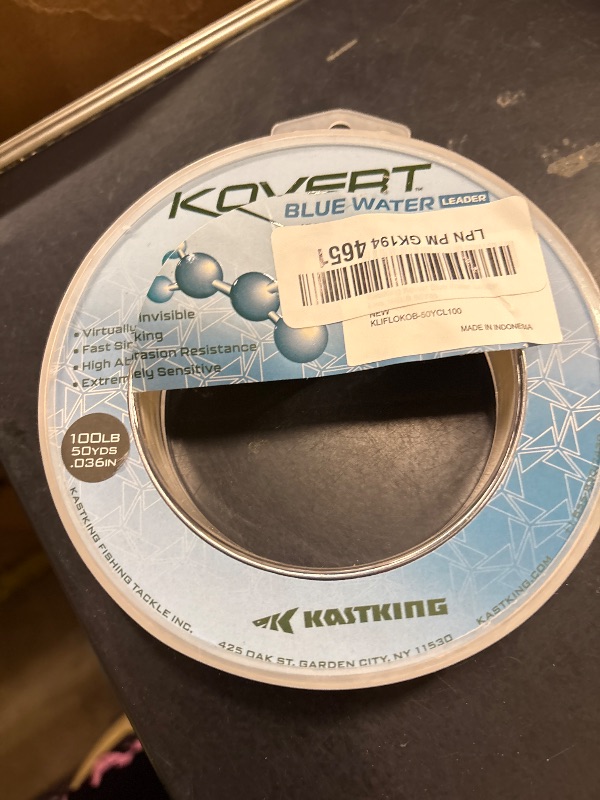 Photo 1 of KastKing Kovert Blue Water Fluorocarbon Fishing Line, 100 LB, 50 Yds