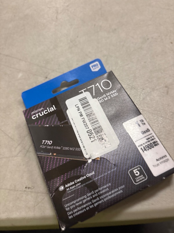 Photo 1 of Crucial T710 1TB PCIe Gen5 NVMe SSD