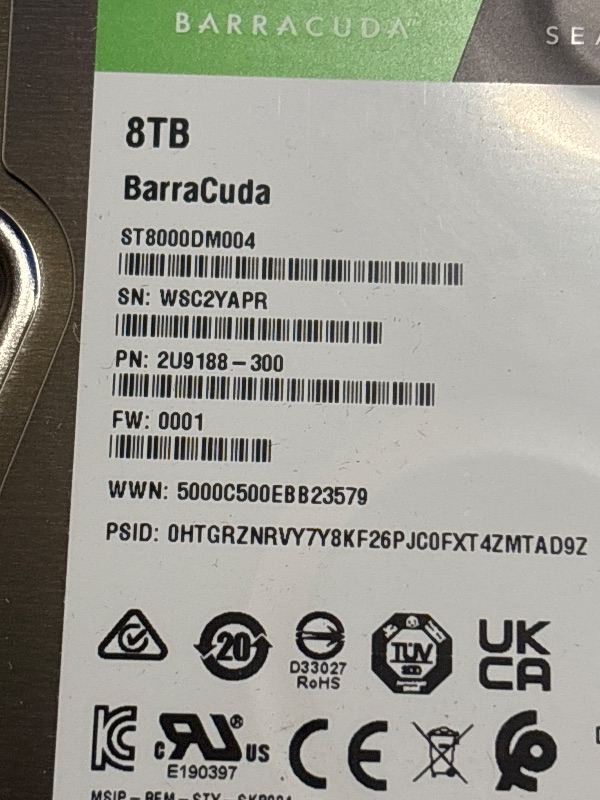 Photo 1 of Seagate 8TB BarraCuda Internal Hard Drive