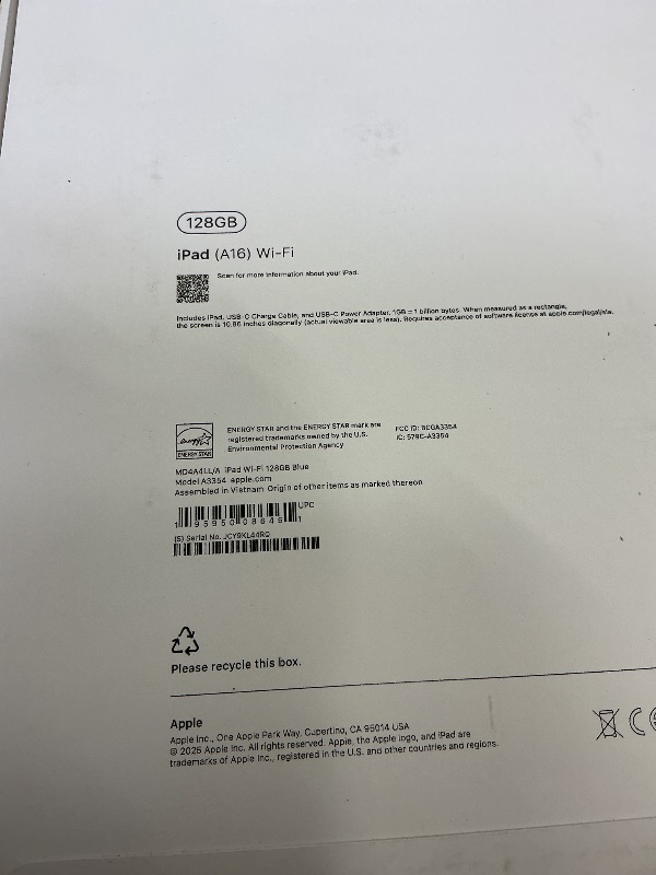 Photo 1 of Apple iPad 11-inch: A16 chip, 11-inch Model, Liquid Retina Display, 128GB, Wi-Fi 6, 12MP Front/12MP Back Camera, Touch ID, All-Day Battery Life — Blue