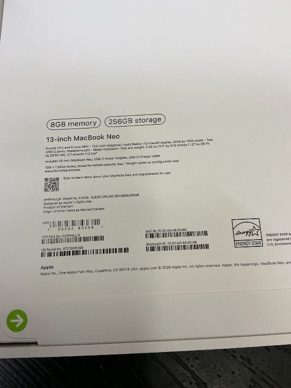 Photo 1 of Apple 2026 MacBook Neo 13-inch Laptop with A18 Pro chip: Built for AI and Apple Intelligence, Liquid Retina Display, 8GB Unified Memory, 256GB SSD Storage, 1080p FaceTime HD Camera; Blush