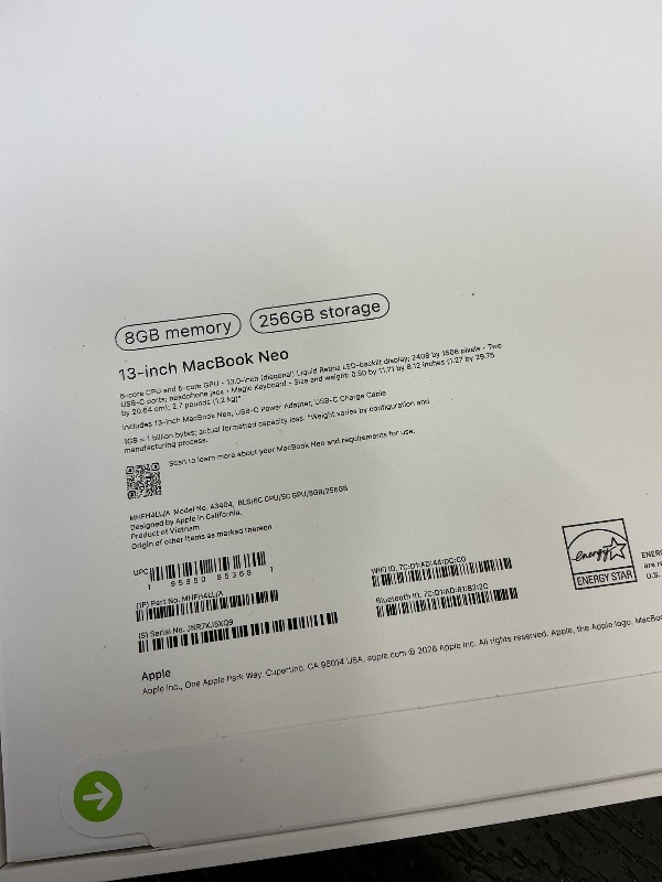 Photo 1 of Apple 2026 MacBook Neo 13-inch Laptop with A18 Pro chip: Built for AI and Apple Intelligence, Liquid Retina Display, 8GB Unified Memory, 256GB SSD Storage, 1080p FaceTime HD Camera; Blush