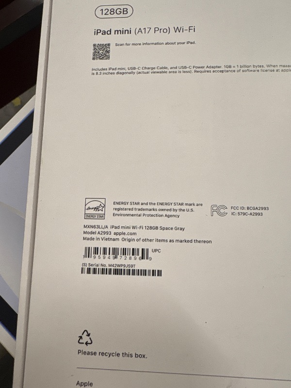 Photo 1 of Apple iPad mini (A17 Pro): Apple Intelligence, 8.3-inch Liquid Retina Display, 128GB, Wi-Fi 6E, 12MP Front/12MP Back Camera, Touch ID, All-Day Battery Life — Space Gray
