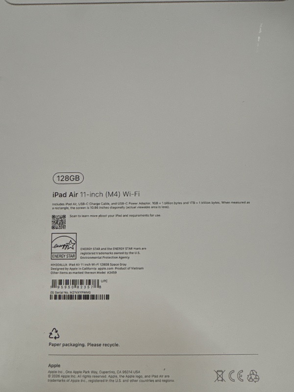 View 2 of Apple iPad Air 11-inch (M4): Liquid Retina Display, 128GB, 12MP Front/Back Camera, Wi-Fi 7 with Apple N1, Touch ID, All-Day Battery Life — Space Gray