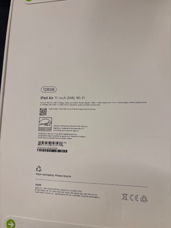 View 2 of Apple iPad Air 11-inch (M4): Liquid Retina Display, 128GB, 12MP Front/Back Camera, Wi-Fi 7 with Apple N1, Touch ID, All-Day Battery Life — Space Gray