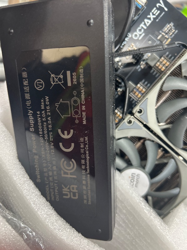 Photo 1 of **POWER ERROR** Bitcoin Merch NerdOCTaxe BTC Miner, 9.6TH/s, Black