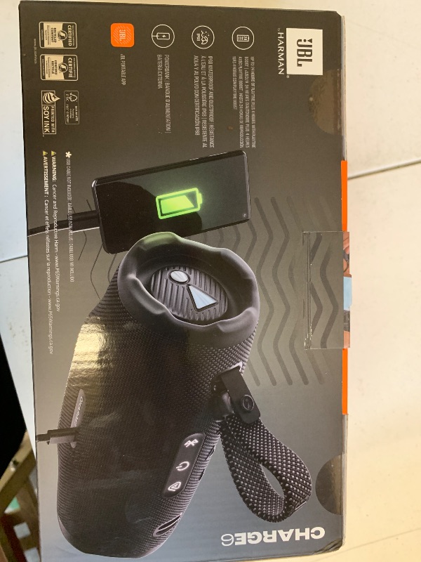 Photo 1 of JBL Charge 6 Portable Bluetooth Speaker, Waterproof, Drop-Proof - Black