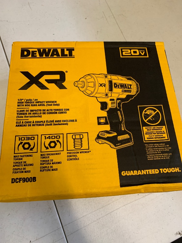 Photo 1 of DEWALT 20V MAX Cordless Impact Wrench, 1/2 Impact Gun, 4-Speed High Torque with Hog Ring Anvil and LED Light, Brushless Motor, Precision Wrench, Tool Only (DCF900B)