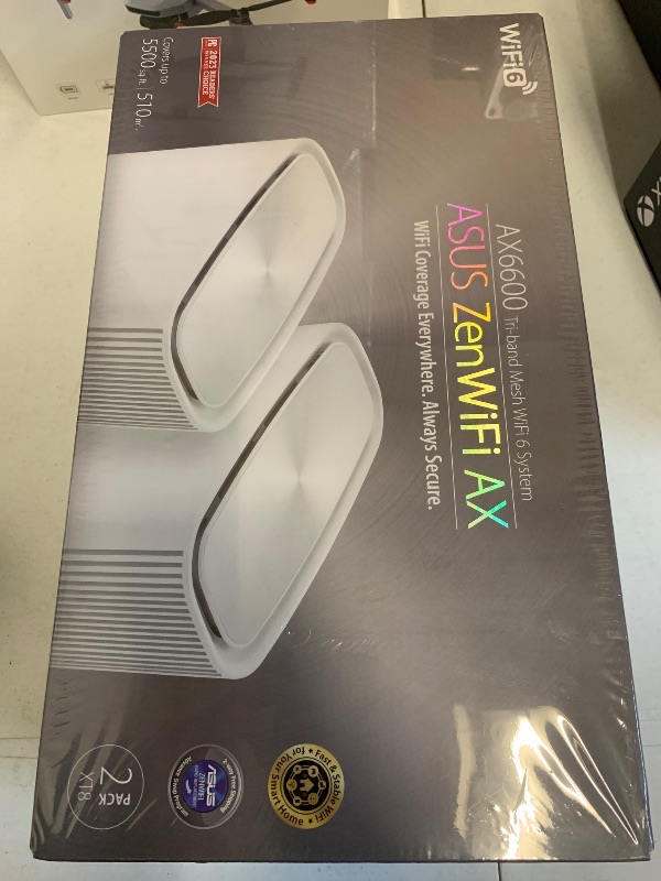 Photo 1 of ASUS ZenWiFi AX6600 Tri-Band Mesh WiFi 6 System (XT8 2PK) - Whole Home Coverage up to 5500 sq.ft & 6+ Rooms, AiMesh, Included Lifetime Internet Security, Easy Setup, 3 SSID, Parental Control, White