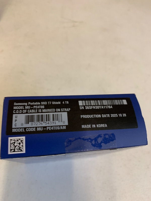 Photo 1 of Samsung T7 Shield Portable SSD 4TB, USB 3.2 Gen 2, Up to 1,050 MB/s