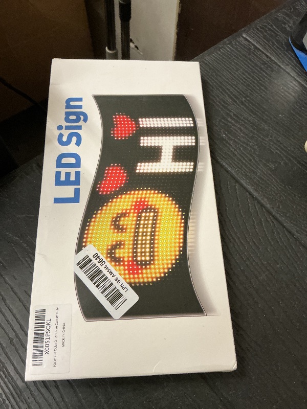 Photo 1 of KJOY Full Color Dual Row LED Light Sign for Car, 10.6''x4.7'' Scrolling LED Car Signs Flexible 5V/2A Bluetooth APP Custom Text Pattern Animation Programmable Display for Store Car Bar Hotel