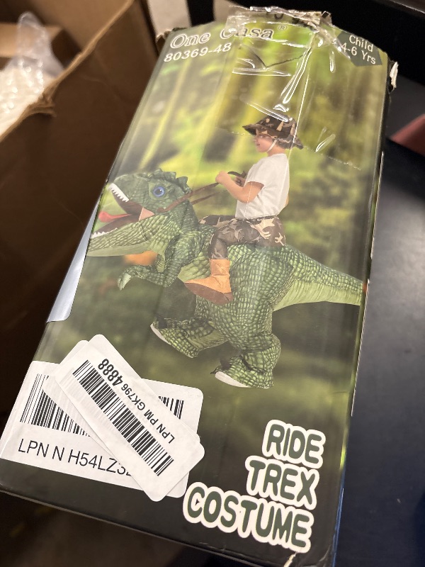 Photo 1 of One Casa Inflatable T-Rex Costume for Kids (Green, 4-6 Yrs)