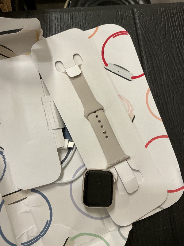 Photo 1 of Apple Watch SE (2nd Gen) [GPS 40mm] Smartwatch with Starlight Aluminum Case with Starlight Sport Band S/M. Fitness & Sleep Tracker, Crash Detection, Heart Rate Monitor