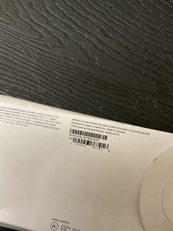 Photo 1 of Apple Watch SE (2nd Gen) [GPS 40mm] Smartwatch with Starlight Aluminum Case with Starlight Sport Band S/M. Fitness & Sleep Tracker, Crash Detection, Heart Rate Monitor