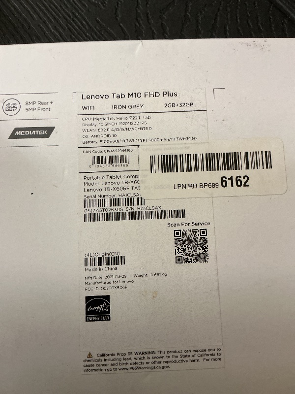 View 2 of NON-FUNCTIONAL. PARTS ONLY------------------------Lenovo Tab M10 Plus FHD Tablet