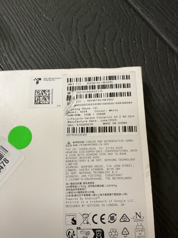Photo 1 of Nothing Phone (3) Cell Phone, 5G Unlocked Phones 256GB, Android 15, Snapdragon 8s Gen4, AI Mobile Phones with Four 50MP Cameras & AMOLED Display, 5150mAh, Glyph Interface, Smartphone White
