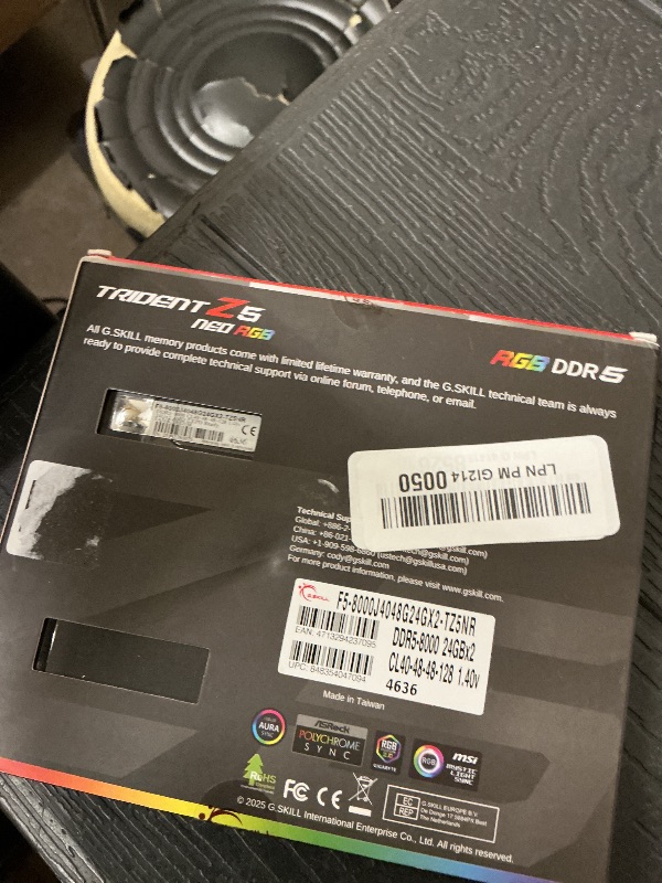 Photo 1 of ore
4.6
4.6 out of 5 stars
(341)
G.SKILL Trident Z5 Neo Series DDR5 RAM (AMD EXPO) 64GB (2x32GB) Up to 6000MT/s* CL30-40-40-96 1.40V Desktop Computer Memory U-DIMM - Matte Black (F5-6000J3040G32GX2-TZ5N)