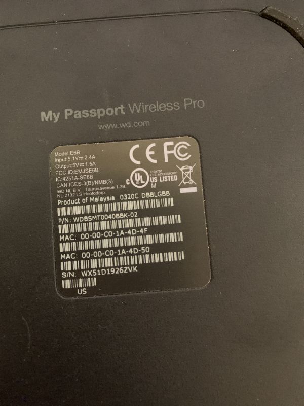 Photo 1 of WD 4TB My Passport Wireless Pro External Hard Drive