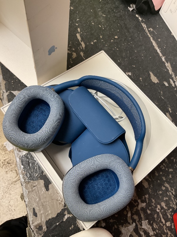 Photo 1 of Apple AirPods Max Wireless Over-Ear Headphones, Active Noise Cancelling, Transparency Mode, Personalized Spatial Audio, Dolby Atmos, Bluetooth Headphones for iPhone – Sky Blue