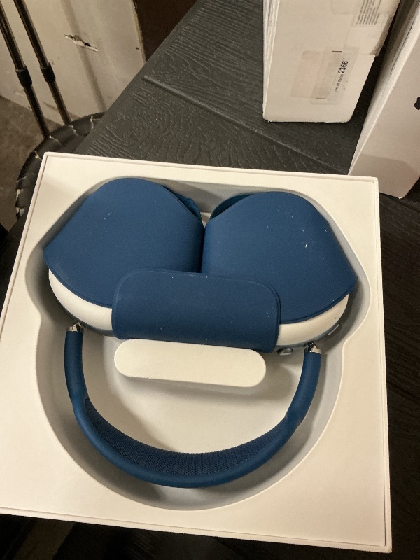 Photo 1 of Apple AirPods Max Wireless Over-Ear Headphones, Active Noise Cancelling, Transparency Mode, Personalized Spatial Audio, Dolby Atmos, Bluetooth Headphones for iPhone – Sky Blue